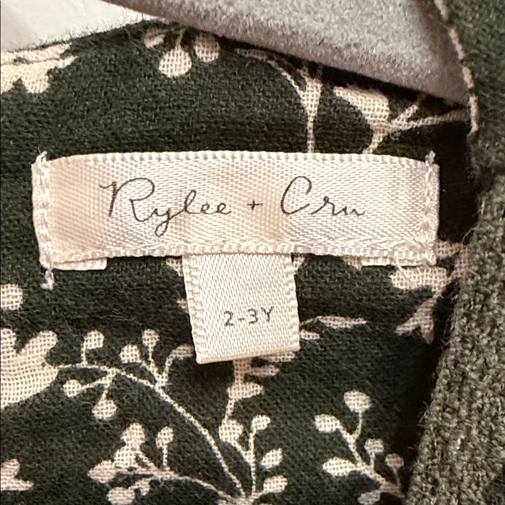 VINES MADELINE DRESS Rylee + Cru Olive Green Dress with Cream Floral Pattern - Picture 3 of 7